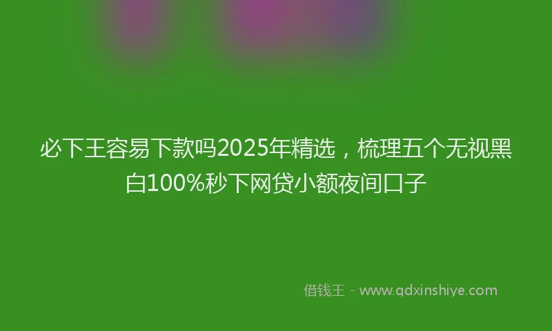 必下王容易下款吗2025年精选，梳理五个无视黑白100%秒下网贷小额夜间口子