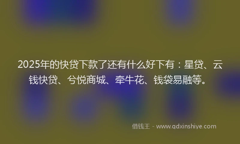 2025年的快贷下款了还有什么好下有：星贷、云钱快贷、兮悦商城、牵牛花、钱袋易融等。