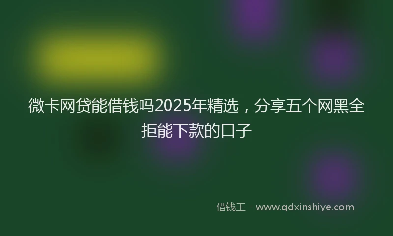 微卡网贷能借钱吗2025年精选，分享五个网黑全拒能下款的口子