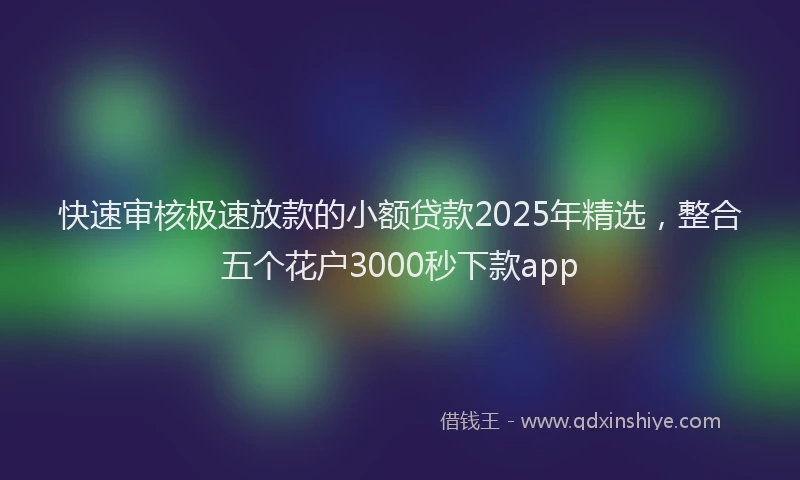 快速审核极速放款的小额贷款2025年精选，整合五个花户3000秒下款app