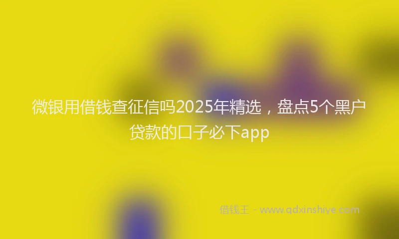 微银用借钱查征信吗2025年精选，盘点5个黑户贷款的口子必下app