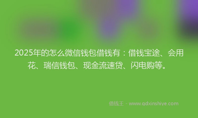 2025年的怎么微信钱包借钱有：借钱宝途、会用花、瑞信钱包、现金流速贷、闪电购等。