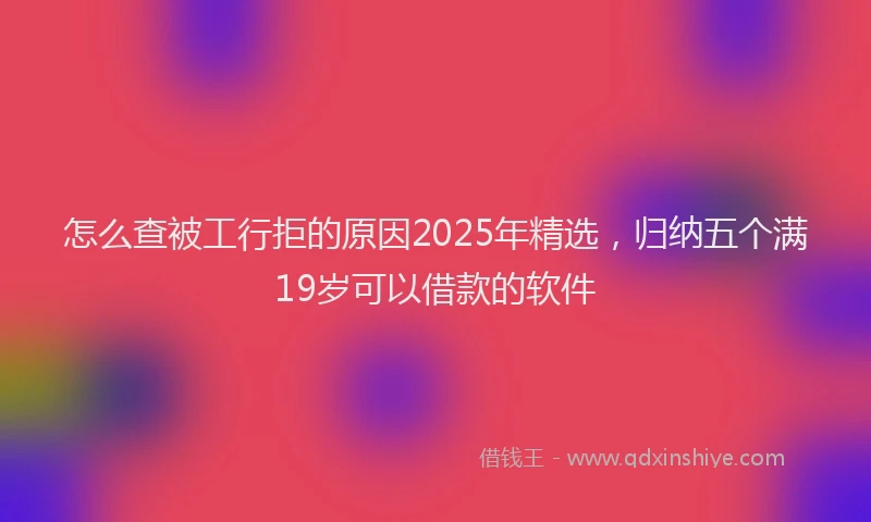 怎么查被工行拒的原因2025年精选，归纳五个满19岁可以借款的软件