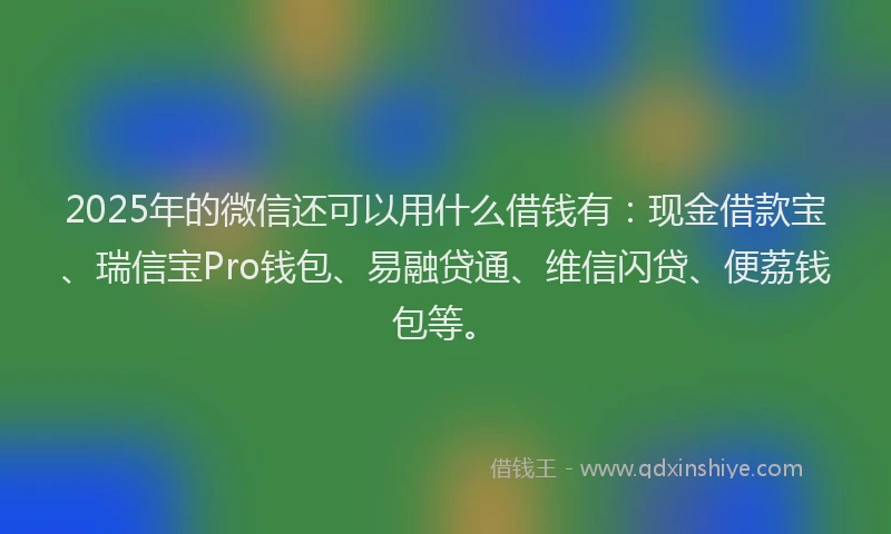 2025年的微信还可以用什么借钱有：现金借款宝、瑞信宝Pro钱包、易融贷通、维信闪贷、便荔钱包等。