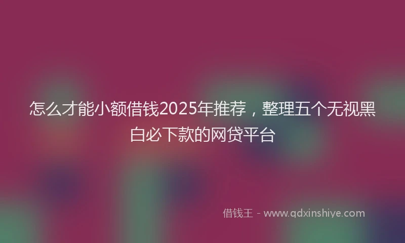 怎么才能小额借钱2025年推荐，整理五个无视黑白必下款的网贷平台