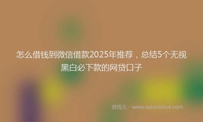 怎么借钱到微信借款2025年推荐，总结5个无视黑白必下款的网贷口子
