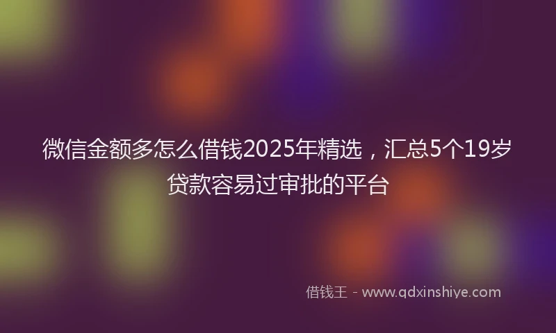 微信金额多怎么借钱2025年精选，汇总5个19岁贷款容易过审批的平台