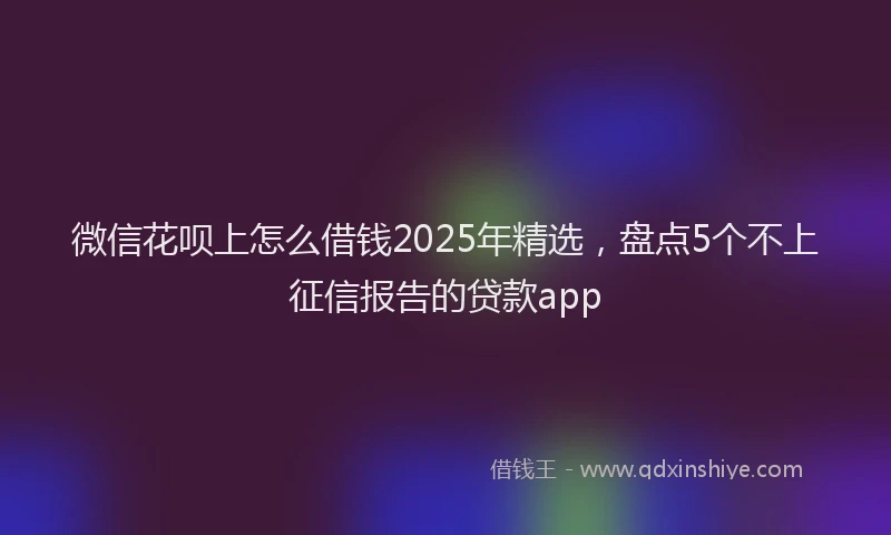 微信花呗上怎么借钱2025年精选，盘点5个不上征信报告的贷款app