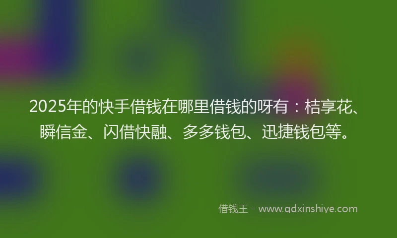 2025年的快手借钱在哪里借钱的呀有：桔享花、瞬信金、闪借快融、多多钱包、迅捷钱包等。