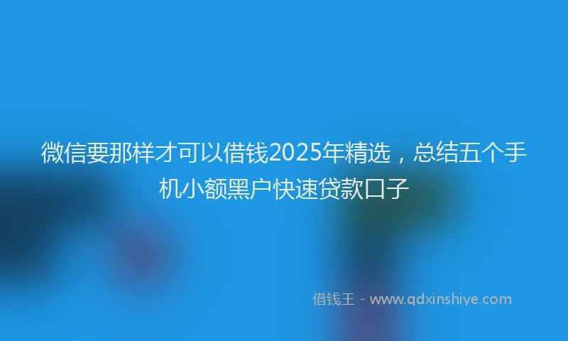 微信要那样才可以借钱2025年精选，总结五个手机小额黑户快速贷款口子