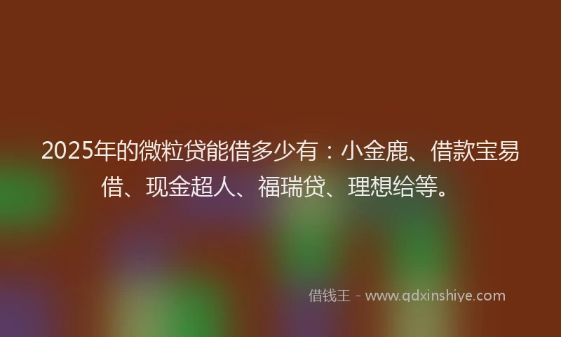2025年的微粒贷能借多少有：小金鹿、借款宝易借、现金超人、福瑞贷、理想给等。