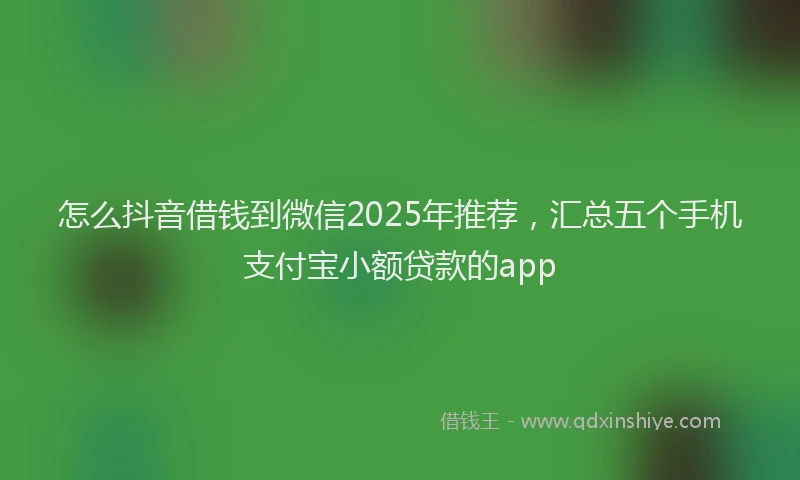 怎么抖音借钱到微信2025年推荐，汇总五个手机支付宝小额贷款的app