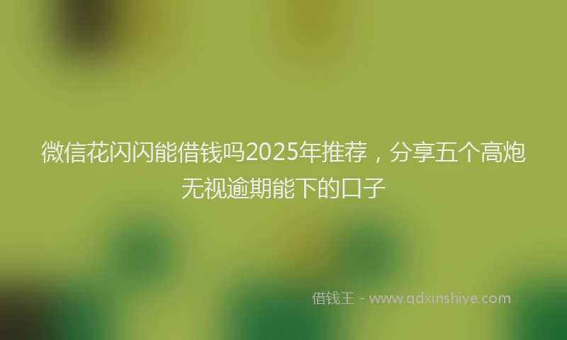 微信花闪闪能借钱吗2025年推荐，分享五个高炮无视逾期能下的口子