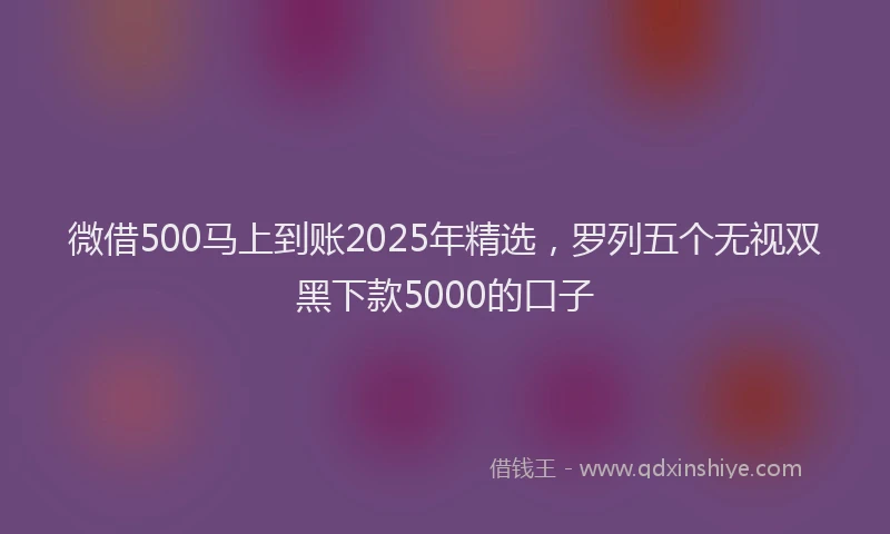 微借500马上到账2025年精选，罗列五个无视双黑下款5000的口子