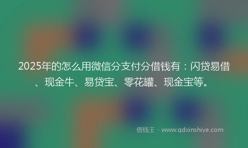 2025年的怎么用微信分支付分借钱有：闪贷易借、现金牛、易贷宝、零花罐、现金宝等。