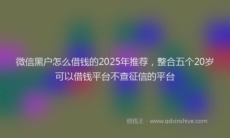 微信黑户怎么借钱的2025年推荐，整合五个20岁可以借钱平台不查征信的平台