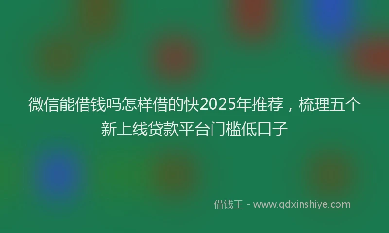 微信能借钱吗怎样借的快2025年推荐，梳理五个新上线贷款平台门槛低口子