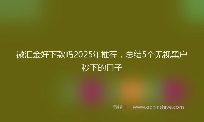 微汇金好下款吗2025年推荐，总结5个无视黑户秒下的口子