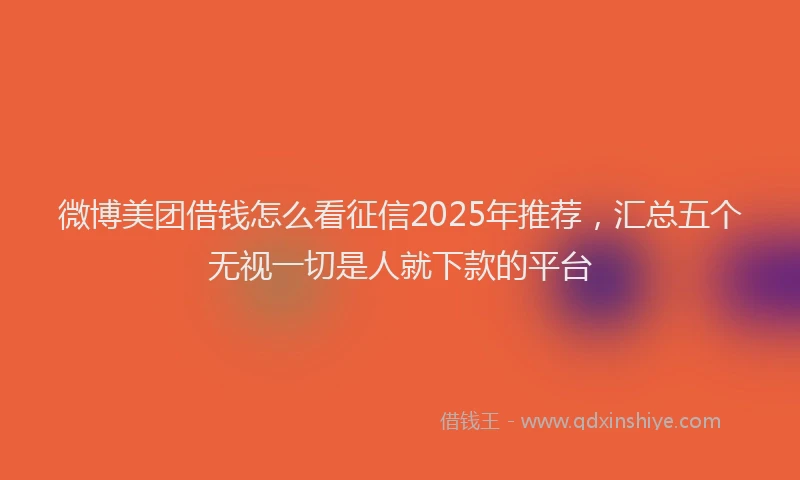 微博美团借钱怎么看征信2025年推荐，汇总五个无视一切是人就下款的平台