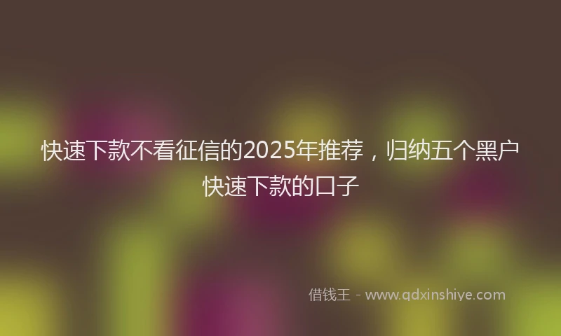 快速下款不看征信的2025年推荐，归纳五个黑户快速下款的口子
