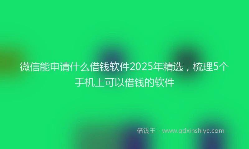 微信能申请什么借钱软件2025年精选，梳理5个手机上可以借钱的软件