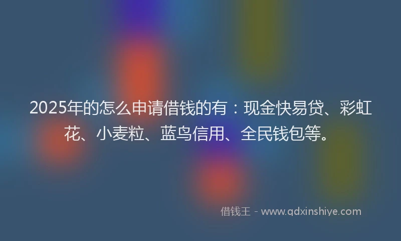 2025年的怎么申请借钱的有：现金快易贷、彩虹花、小麦粒、蓝鸟信用、全民钱包等。