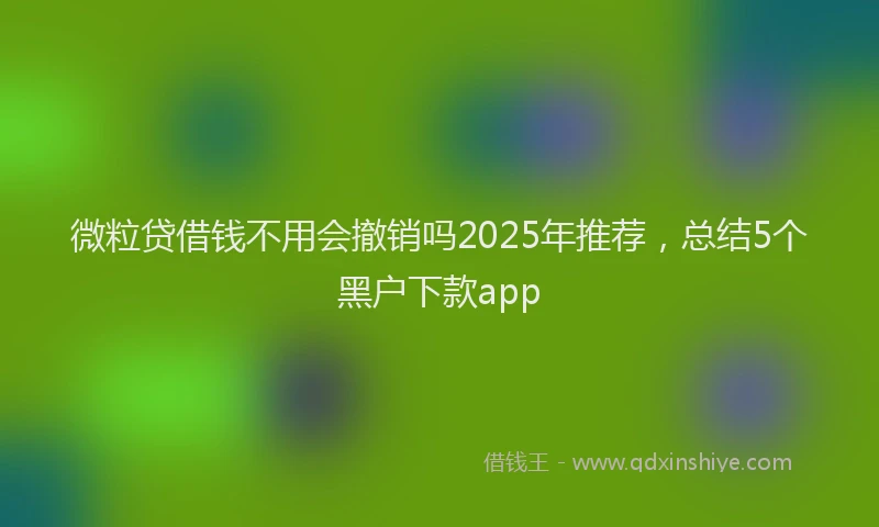 微粒贷借钱不用会撤销吗2025年推荐，总结5个黑户下款app