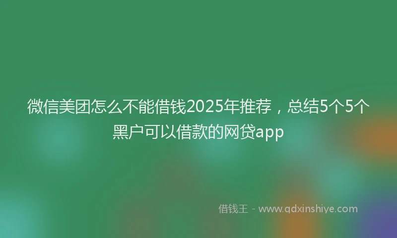 微信美团怎么不能借钱2025年推荐，总结5个5个黑户可以借款的网贷app