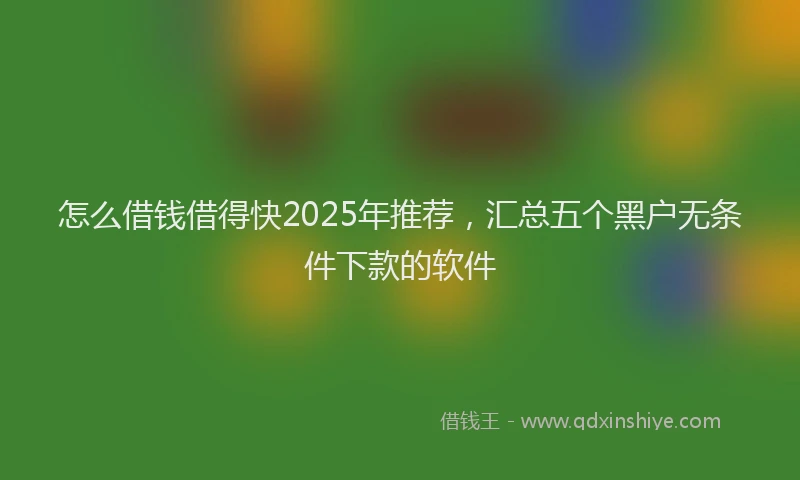 怎么借钱借得快2025年推荐，汇总五个黑户无条件下款的软件