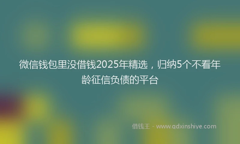 微信钱包里没借钱2025年精选，归纳5个不看年龄征信负债的平台