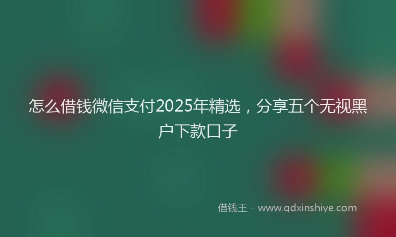 怎么借钱微信支付2025年精选，分享五个无视黑户下款口子