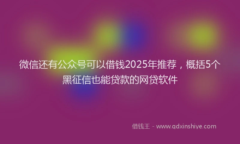 微信还有公众号可以借钱2025年推荐，概括5个黑征信也能贷款的网贷软件
