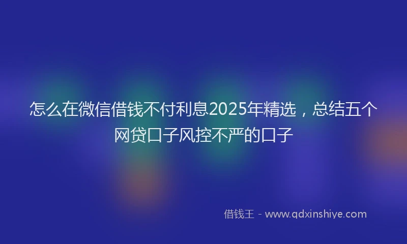 怎么在微信借钱不付利息2025年精选，总结五个网贷口子风控不严的口子