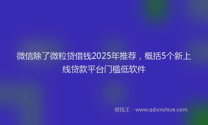 微信除了微粒贷借钱2025年推荐，概括5个新上线贷款平台门槛低软件