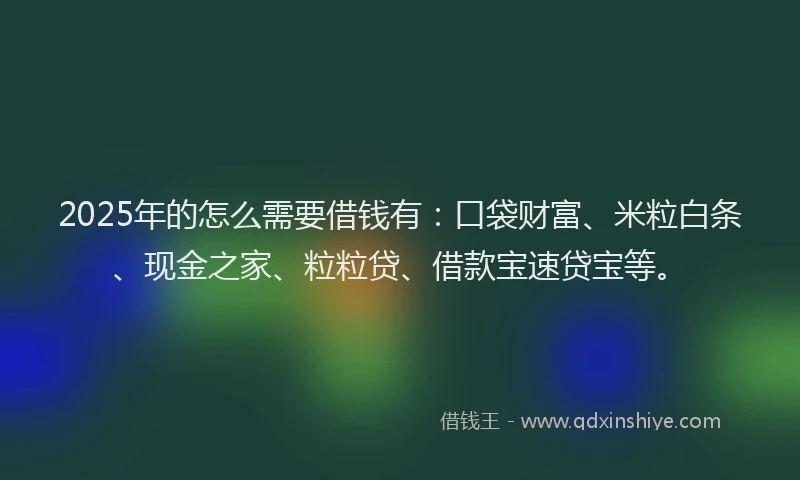 2025年的怎么需要借钱有：口袋财富、米粒白条、现金之家、粒粒贷、借款宝速贷宝等。