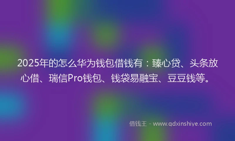 2025年的怎么华为钱包借钱有：臻心贷、头条放心借、瑞信Pro钱包、钱袋易融宝、豆豆钱等。