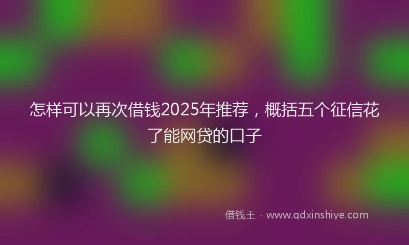 怎样可以再次借钱2025年推荐，概括五个征信花了能网贷的口子
