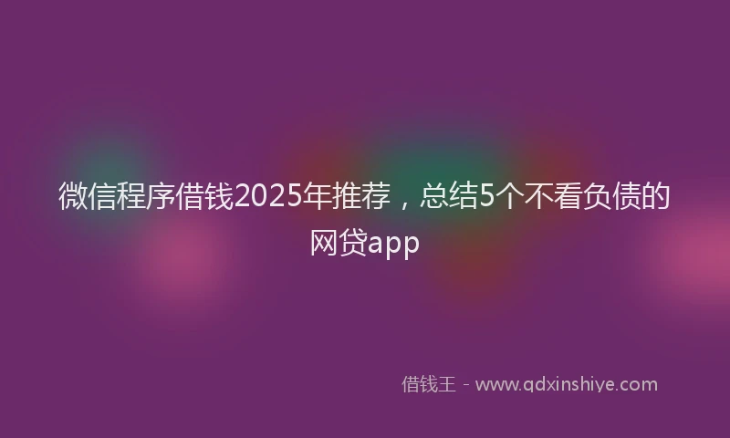 微信程序借钱2025年推荐，总结5个不看负债的网贷app