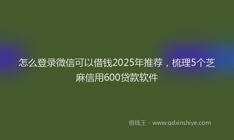 怎么登录微信可以借钱2025年推荐，梳理5个芝麻信用600贷款软件