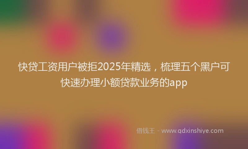 快贷工资用户被拒2025年精选，梳理五个黑户可快速办理小额贷款业务的app