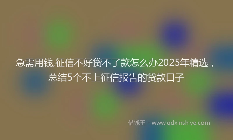 急需用钱,征信不好贷不了款怎么办2025年精选，总结5个不上征信报告的贷款口子