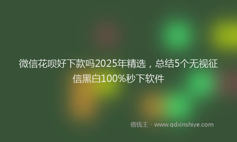 微信花呗好下款吗2025年精选，总结5个无视征信黑白100%秒下软件