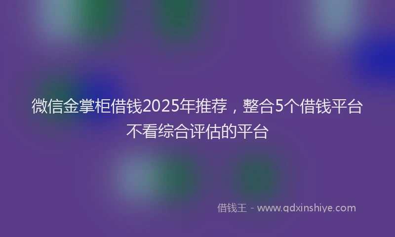 微信金掌柜借钱2025年推荐，整合5个借钱平台不看综合评估的平台