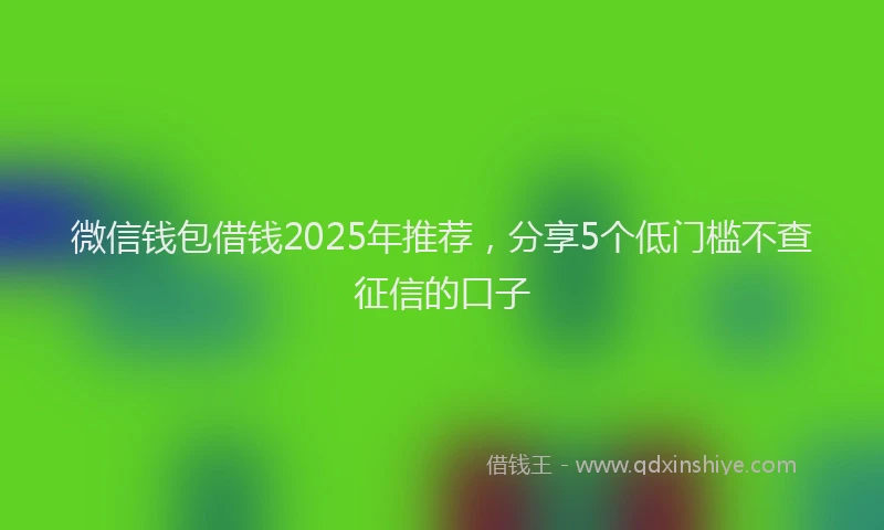 微信钱包借钱2025年推荐，分享5个低门槛不查征信的口子
