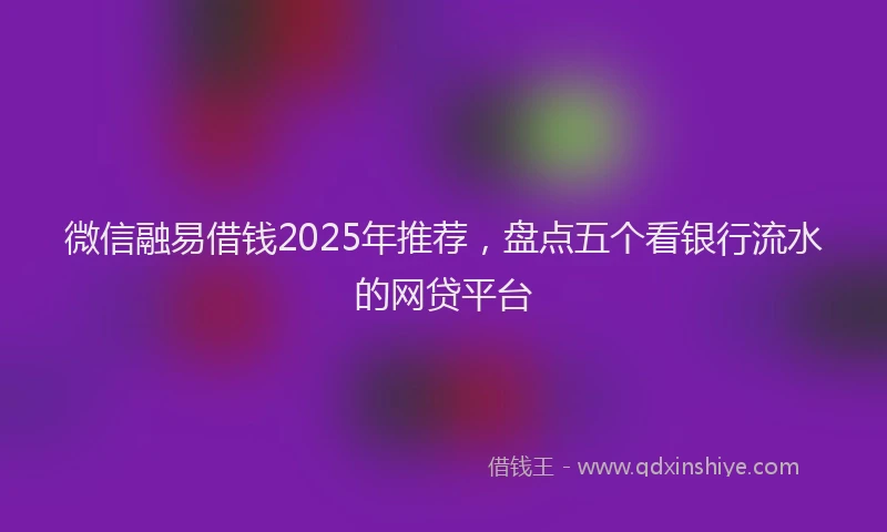 微信融易借钱2025年推荐，盘点五个看银行流水的网贷平台