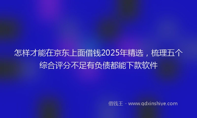 怎样才能在京东上面借钱2025年精选，梳理五个综合评分不足有负债都能下款软件