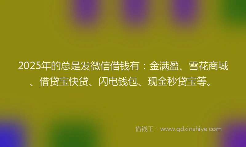 2025年的总是发微信借钱有：金满盈、雪花商城、借贷宝快贷、闪电钱包、现金秒贷宝等。