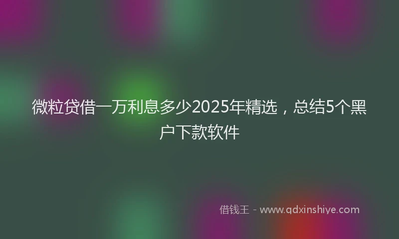 微粒贷借一万利息多少2025年精选，总结5个黑户下款软件