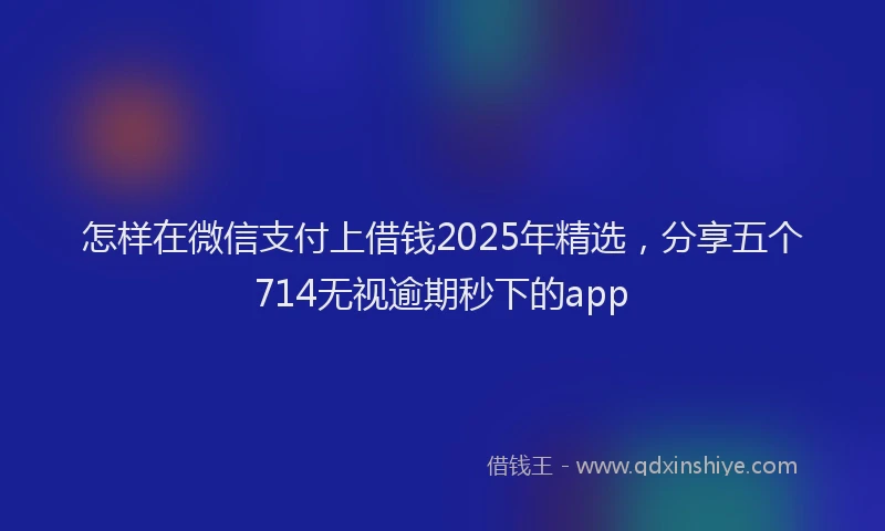 怎样在微信支付上借钱2025年精选，分享五个714无视逾期秒下的app