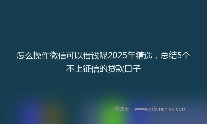 怎么操作微信可以借钱呢2025年精选，总结5个不上征信的贷款口子